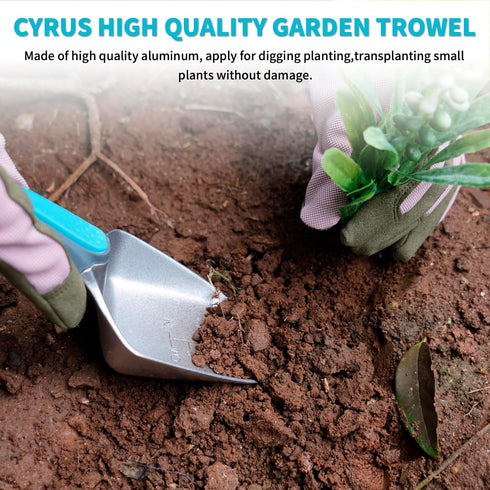 Garden Shovel Gardening Hand Trowel with Measurement Mark, Aluminum Alloy Garden Transplanting Shovel with Rubberized Handle, Rust Resistant Trowe...