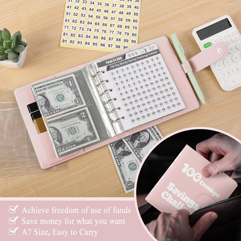 100 Envelopes Money Saving Challenge, Small 1000 Savings Challenge Binder with Cash Envelopes, Budget Binder for Budgeting and Organizing, Easy & ...