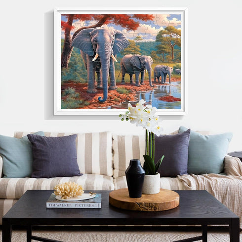 100 Piece Big Piece Jigsaw Puzzle for Seniors Elephant Forest Dementia Large Piece Puzzles for Seniors- Alzheimer's Activity for Adults Puzzle- Be...