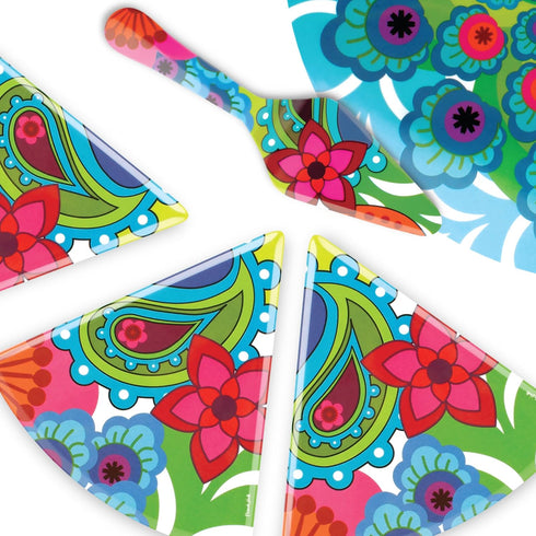French Bull 8" Melamine Dinnerware Colorful Dessert Pie Cake Pizza Slice Plate - Raj...
