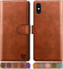 SUANPOT for iPhone X/XS 5.8" RFID Leather Wallet Case, Shockproof Flip Folio Cover, Card Holder - Light Brown...