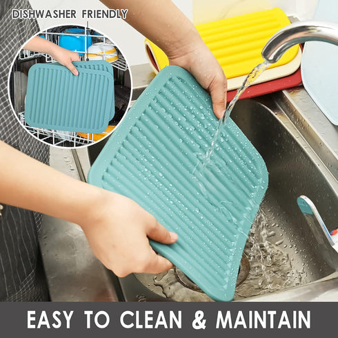 Smithcraft Silicone Trivet Set, 2 Pack, Food-grade, Heat Resistant, Multi-functional, Size: 9x12 Inch, Thickness: 0.27 Inch, Color: Red, Shape: Re...