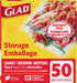 Glad Zipper Food Storage Plastic Bags - Quart - 50 Count (Packaging May Vary)...
