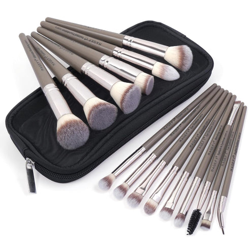 MAGEFY Makeup Brushes, 15 Pcs Premium Synthetic Make Up Brushes with Case Foundation Powder Concealers Eye shadows Makeup Brush Set?Champagne)...