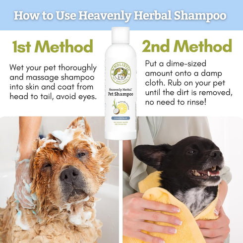 Wholistic Pet Organics Pet Shampoo Concentrate: Heavenly Herbal Organic Dog Shampoo and Conditioner - All Natural Puppy and Cat Shampoo for Dry, I...