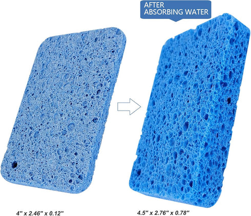 Cellulose Sponges,4 Pack Kitchen Sponges for Dish,Compressed Cellulose Sponges Non-Scratch Natural Dish Sponge for Kitchen/Bathroom/Cars,Degradabl...