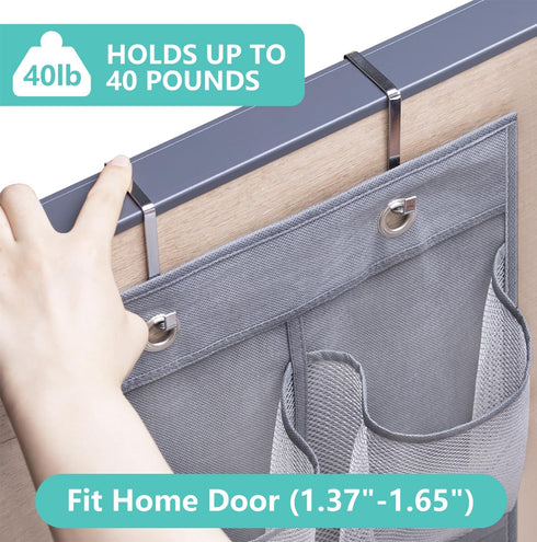 MISSLO Narrow Over The Door Shoe Organizer Door Hanger 12 Large Mesh Pockets Hanging Shoe Rack for Closet Door Cruise Ship Essential, Grey, 2 Pack...