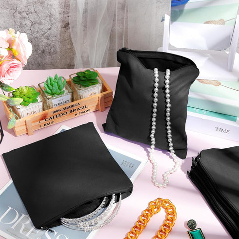 Sanwuta 8 Pcs Zippered Silver Storage Bags Anti Tarnish Bags Silver Pouches Silver Keeper Jewelry Storage Protector Bags (Black, 5.9 x 5.9 Inch)...