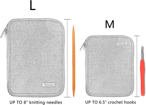 Damero Crochet Hook Case, Travel Storage Bag for Swing Crochet Hooks, Lighted Hooks, Needles(Up to 8'') and Accessories, Large, Purple (No Accesso...