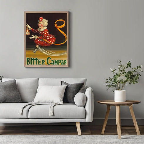 Posterizer 1 pcs-advertisement for "Bitter Campari" with a clown 2-Kitchen & Bar Art-Retro Art-Art Poster Print for Home, Office, Store, Bar- unfr...
