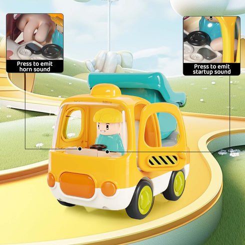 Friction Powered Push and Go Inertia Cars Small Dump Truck with Music Sound and Light Construction Vehicles Toy Trucks 1st Birthday Gifts for Kids...