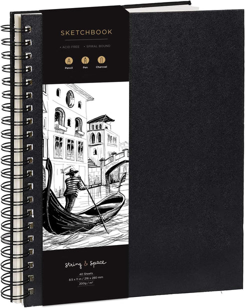 Artist’s Sketchbook Hardcover – 200GSM Very Thick Paper – Large, Spiral Sketch Book for Drawing and Mixed Media – Sketch Pad, Art Book - 8.25 x 11...