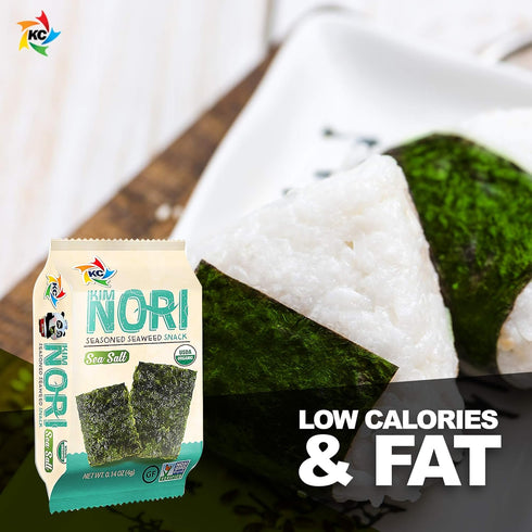 KIMNORI Seasoned Seaweed Snacks Sheets – Organic Sea Salt Flavor, 12 Individual Packs, Roasted Crispy Premium 100% Natural Laver Kim Nori, 4g 0.14...