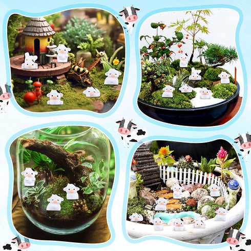 24pcs Mini Cows Figurines, Cute Miniature Cows 6 Styles Tiny Resin Animals Micro Moss Landscape Ornaments Little Toy for Dollhouse DIY Fairy Craft...
