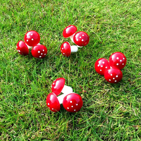 BESTOYARD 12PCS Mini Foam Mushroom Miniature Figurines for Garden Ornament Flower Pots Bonsai Micro Landscape Decor (Red)...