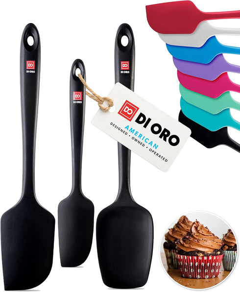 DI ORO Silicone Spatula Set - Rubber Kitchen Spatulas for Baking, Cooking, & Mixing - 600°F Heat-Resistant & BPA Free Silicone Scraper Spatulas fo...