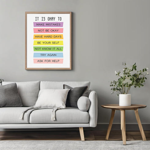 Posterizer 1 pcs-colorful fun-It's Okay to Not be Okay-affirmative poster-Motivational & Inspirational Art-Kids Room Art-Gift for Teachers- unfram...