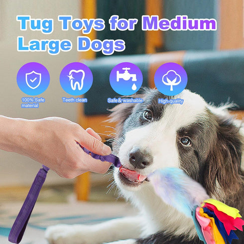 Dog Rope Toys, Nearly Indestructible Dog Rope Toys with Strong Squeak- Ideal Tug of War Interactive Dog Training Toy, Dental Cleaning Chew Toys, D...
