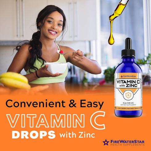 FWS Liquid Vitamin C + Zinc - Pure Ascorbic Acid + Zinc - 4oz - 120 Servings - Organic, Non-GMO, Vegan - Bioactive Vitamin C - Immune Support, Ski...