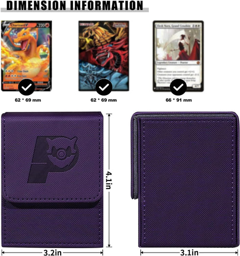 Game Card Deck Box For Commander Deck Box With 2 Dividers, Card Storage Box Fits 100+ Single Sleeved Cards, PU Leather Strong Magnet Card Deck Cas...