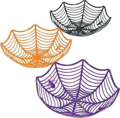Fun Express Plastic Spider Web Spiderweb Halloween Candy Bowls - 3 Piece Set...