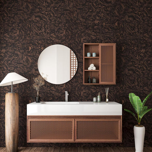 LACHEERY Stained Black Concrete Wallpaper Peel and Stick Dark Black and Bronze Wallpaper for Bathroom Waterproof Removable Self Adhesive Cement Co...