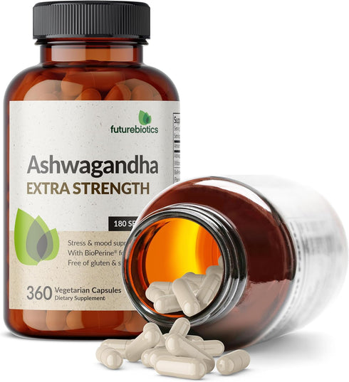 Futurebiotics Ashwagandha Extra Strength Stress & Mood Support with BioPerine - Non GMO Formula, 360 Vegetarian Capsules...