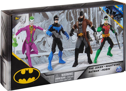 DC Comics, Batman, Team Up 4-Pack (Amazon Exclusive), Batman, The Joker, Robin, Nightwing 4-inch Action Figures, Super Hero Kids Toys for Boys & G...