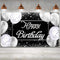 Happy Birthday Backdrop Banner - Black and Silver Photography Background - Large Party Sign Poster for Men and Women - Decoration Supplies...
