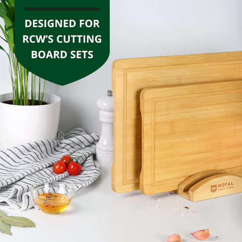 ROYAL CRAFT WOOD Cutting Board Stand for Cutting Board Sets, Chopping Boards Rack Organizer that Holds up to 3 Cutting Boards to 0.6 Inches Thick...