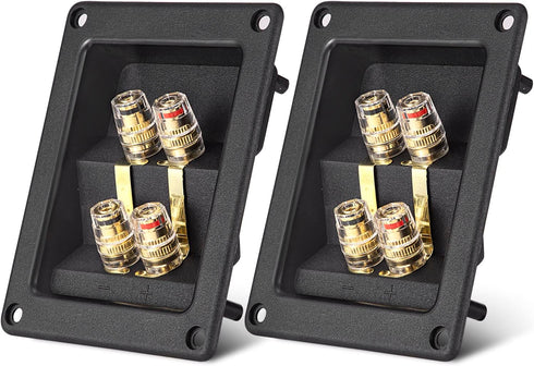 Facmogu 2PCS Rectangle 4-Way Speaker Terminal Box, Gold-Plated Binding Post Terminal Cable Connector for DIY Applications, Terminal Cups with 2 Pa...
