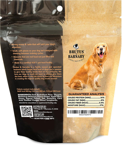 BRUTUS & BARNABY Training Treats for Dogs - Peanut Butter & Honey - All-Natural Healthy Low Calorie Vegetarian Treat - Great to Use for Rewards in...