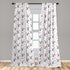 Lunarable Panda Window Curtains, Cartoon Style Bear Drawings Pinkish Foliage Leaves Chinese, Lightweight Decor 2-Panel Set with Rod Pocket, Pair o...