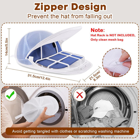 SelfTek Cap Washer for Baseball Caps,2Pack Hat Cleaner for Baseball Caps,Baseball Hat Washer Mesh Bags Compatible with Many Baseball Cap Washing C...