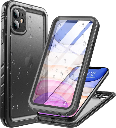 Cozycase Compatible with Waterproof iPhone 11 case, Built-in Screen Protector, Full-Body Rugged Bumper Sealed Case Cover, Shockproof Dustproof Wat...