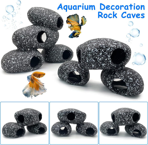 Hamiledyi Cichlid Rock Cave Betta Hideout Resin Aquarium Decoration Caves Small Fish Shelter Stone Hideaway Resin Fish Tank Accessories Ornaments ...