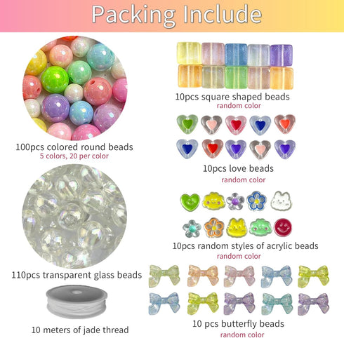 SHUANGART 252 Pcs Phone Chain Beaded Making kit, Cell Phone Charms Lanyard Wrist Strap Set with Acrylic Assorted Pastel Beads Butterfly Flower Hea...