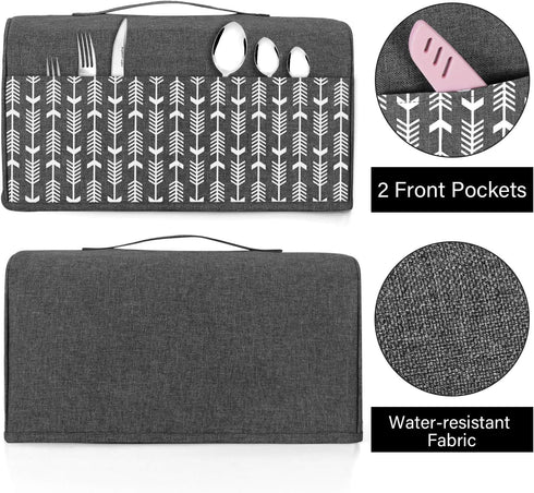 Yarwo 4 Slice Toaster Cover with Pockets and Top Handle, Nylon Toaster Cover Fits for Most 4 Slice Long Slot Toasters, Gray with Arrow...