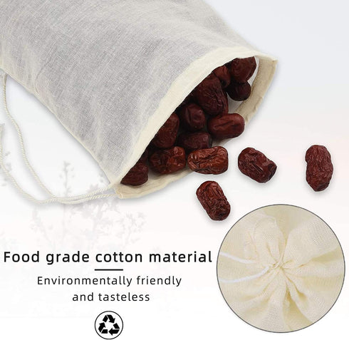 50 Reusable Mesh Tea Filter Bags, 100% Cotton Drawstring Muslin Bags for Loose Leaf Tea, Coffee, Spices, Crafts, Soap Nuts - 3.1 x 3.9 inch...