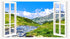 Landscape Wall Sticker Decor 3D Fake Window Wall Sticker Mountain Scenery Wall Sticker Peel and Stick Wall Art Wallpaper Removable Faux Window Wal...