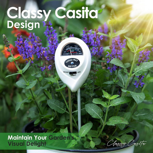 Classy Casita 3-in-1 Soil Moisture, Light, pH Meter - Hygrometer Tester for Indoor and Outdoor Plants - Monitor levels for garden, farm, lawn, hou...