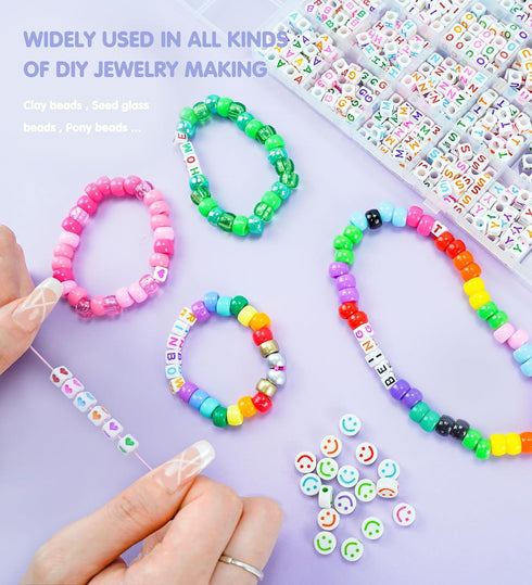 Dowsabel 1000 PCS Letter Beads, 6x6mm Square Number Alphabet Beads for Bracelets, 30 Styles Friendship Bracelet Kit, 4 Rolls String Jewelry Making...