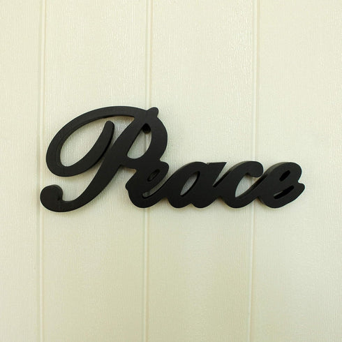 CVHOMEDECO. Matt Black Wooden Words Sign Free Standing Peace Desk/Table/Shelf/Home Wall/Office Decoration Art, 11 x 4-1/4 x 1 Inch...