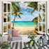 Leeisysme Beach Landscape Tapestry, Tropic Ocean Sea Island Palm Tree Seaside Tapestries for Living Room Summer Window Wall Hanging 36×48 Inch...