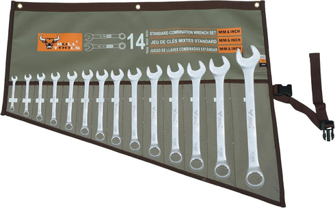 Wrench Roll Bag Organizer Tool Pouch Tools Bag Metric & SAE Hand Crafted, Heavy Weight, Water Proof Ballistic Polyester Oxford Canvas 14 Pocket - ...