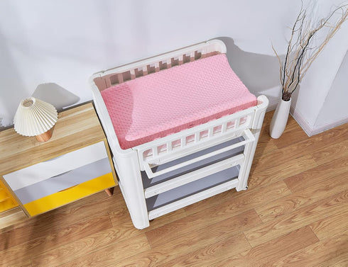 Solid Changing Table Pad Cover Cradle Sheet, Fits 32"/34''x16" Contoured Diaper Changing Pad, Ultra Soft Cozy Dots Plush Changing Table Covers, Br...