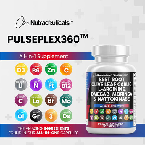 Beet Root Capsules 6000mg Olive Leaf 6000mg Nattokinase 4000 FU Garlic Extract 2000mg L-Arginine 400mg Omega 3 Red Yeast Rice Hibiscus Danshen - H...