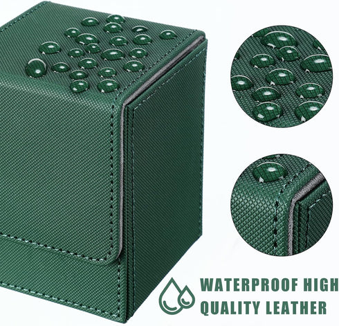 Weewooday 2 Boxes Leather Deck Card Boxes Large Size Fit 100 Plus Sleeved Cards Deck Game Box for Collectible Cards Deck Playing Card Box Compatib...