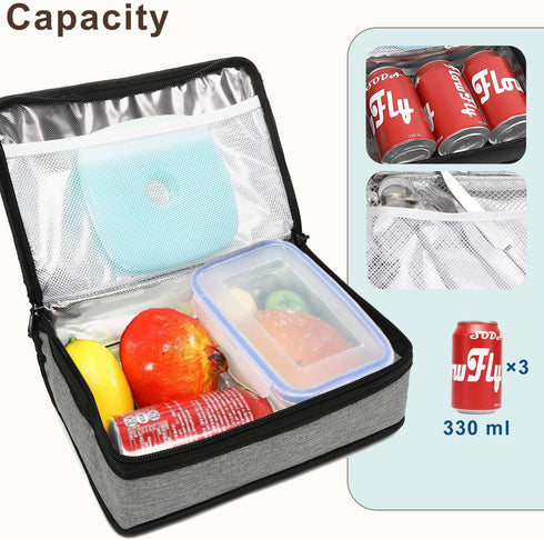 FlowFly Small Insulated Lunch box Portable Soft Bag Mini Cooler Thermal Meal Tote Kit with Handle for Work & School, Heather Grey...