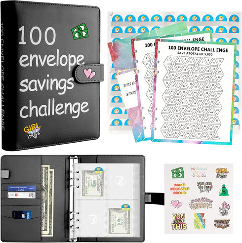 100 Envelopes Money Saving Challenge, 100 Envelope Challenge Binder, A5 Budget Planner Book to Save $5,050, Savings Challenges Budget Book Binder ...